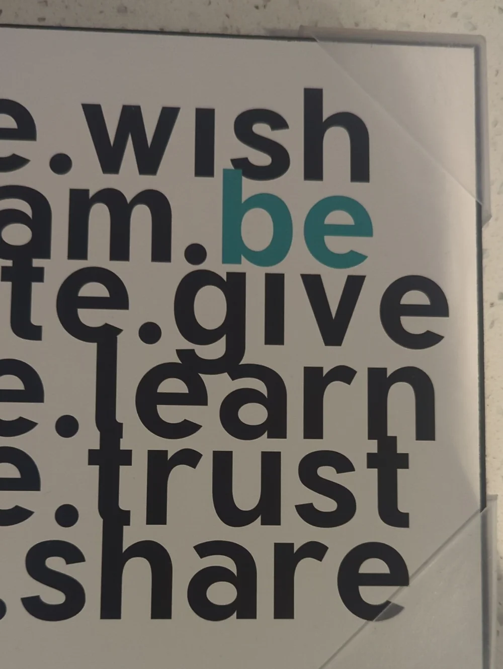 Inspirational Typography Wall Art – Be (Black & Teal)